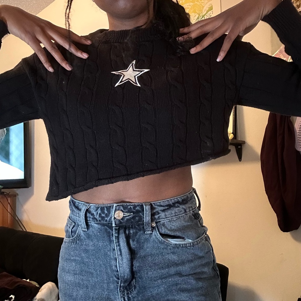 Urban Outfitters BDG Black Knit Sweater with Star Detail